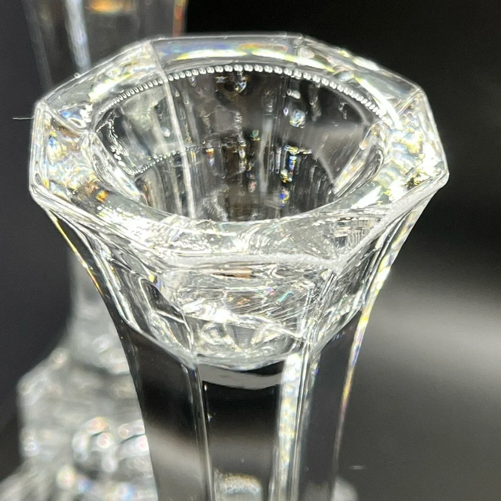 Elegant Vintage Regency 8” Heavy Lead Crystal Candlesticks- Pair
